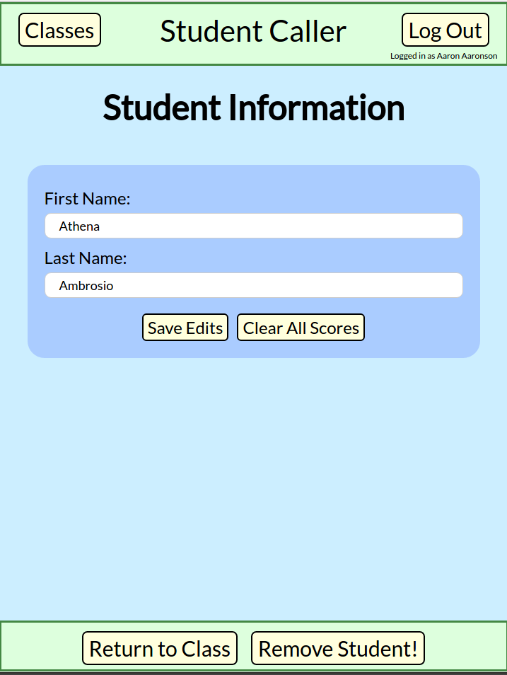 Student Info Page